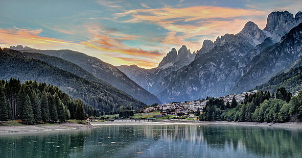photo of a river during day time, auronzo di cadore, italy, auronzo di cadore, italy, Auronzo di Cadore, Italy, photo, river, day, time, Dolomites, Tre Cime di Lavaredo, Nikon D7000, HDR, Photomatix, sunset, mountain, nature, landscape, lake, scenics, forest, outdoors, reflection, travel, mountain Peak, tree, summer, sky, beauty In Nature, water, european Alps, rock - Object, HD wallpaper HD wallpaper