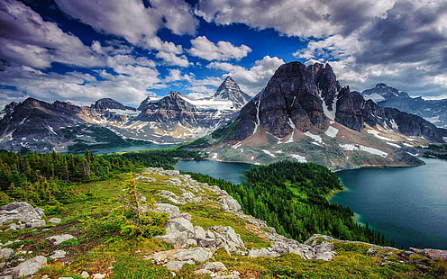 Mount Assiniboine Provincial Park เป็นสวนประจำจังหวัดในบริติชโคลัมเบียประเทศแคนาดาตั้งอยู่รอบ ๆ Mount Assiniboine, วอลล์เปเปอร์ HD HD wallpaper