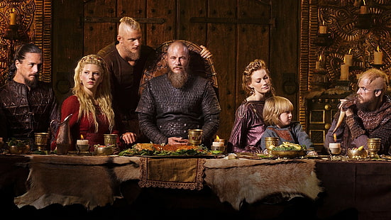 Vikingler ragnar lodbrok lagertha lothbrok floki vikings tv dizisi kadınlar sarışın erkekler sakal örgüler grup insan katheryn winnick travis fimmel, HD masaüstü duvar kağıdı HD wallpaper