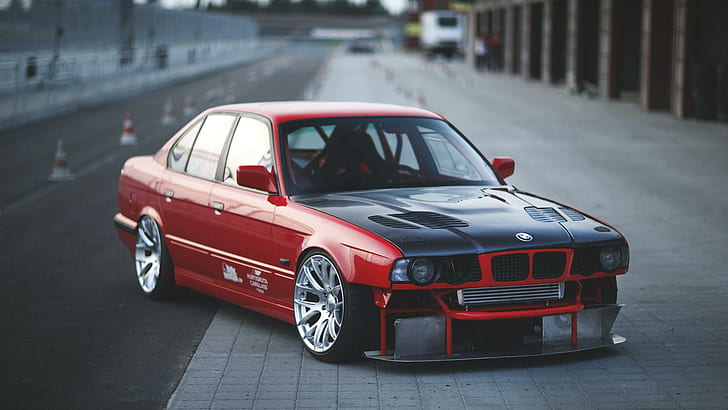 bmw, e34, red, cars, side view, sports, cars, side view, sports, HD wallpaper