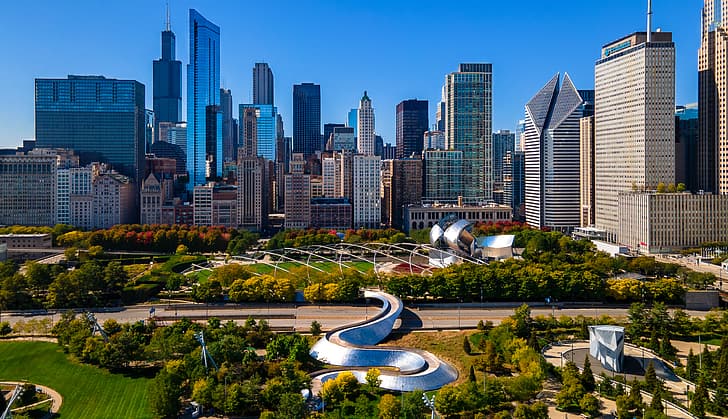 kota, Chicago, kaki langit, Wallpaper HD