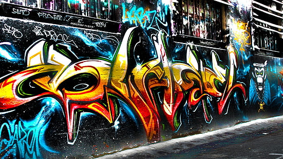 grafiti warna-warni, Artistik, Graffiti, Psychedelic, Trippy, Urban, Urban Art, Wallpaper HD HD wallpaper