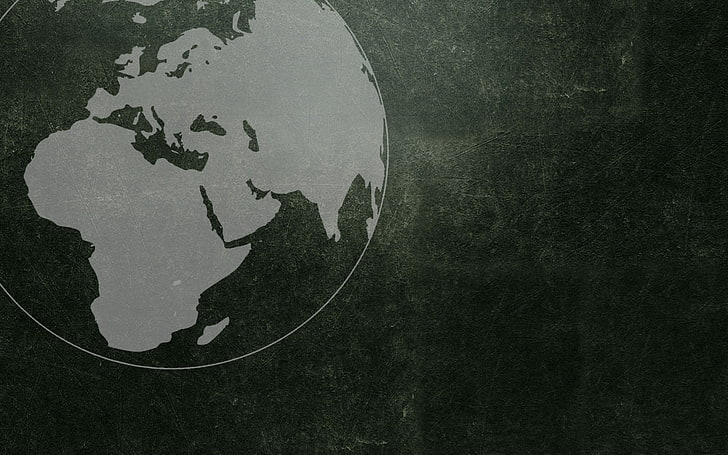 أسود و رمادي، رسم الكرة الأرضية، الكرات الأرضية، الجرونج، أرض، Africa، خلفية HD