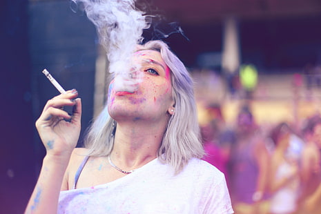 fumar, cigarros, Holi, festival de holi, HD papel de parede HD wallpaper