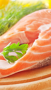 طبق ستيك سمك السلمون ، سلمون وبقدونس ، طبيعة ، طعام ، سمك ، سلمون ، طبق، خلفية HD HD wallpaper