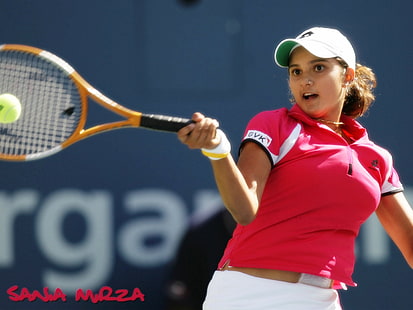 Индийский теннис Sania Mirza, черно-оранжевая теннисная ракетка и теннисный мяч, индийский, sania, мирза, теннис, HD обои HD wallpaper