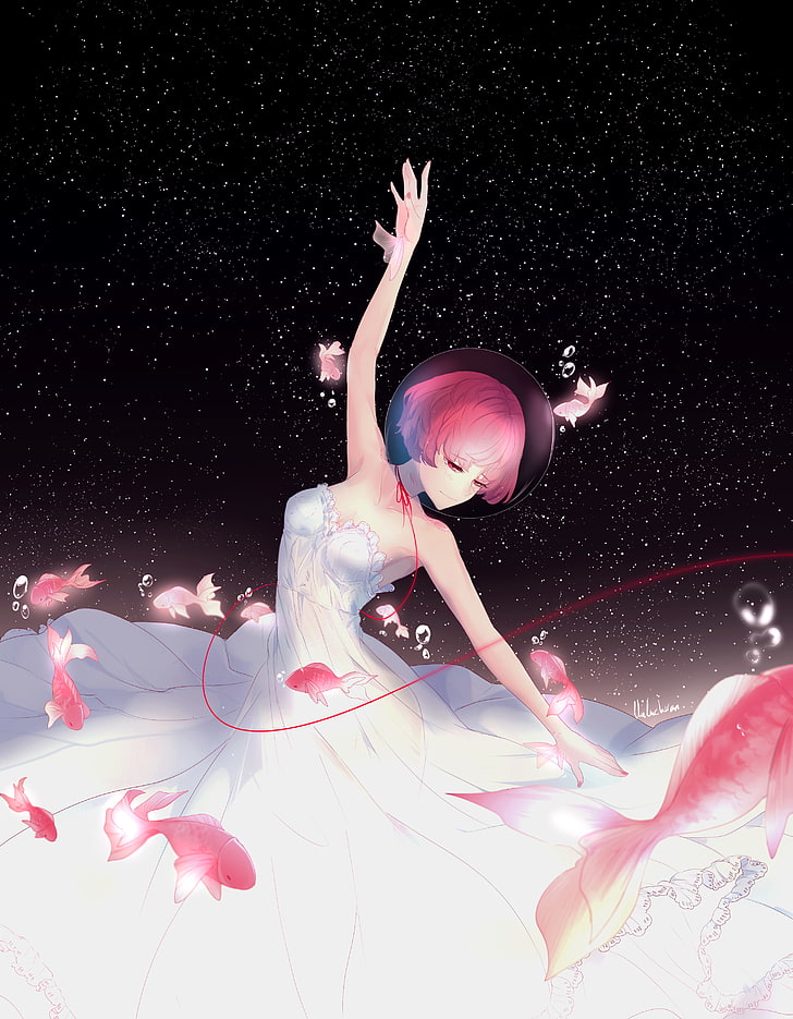 Anime girl, Fishes, Ballet dancer, HD wallpaper