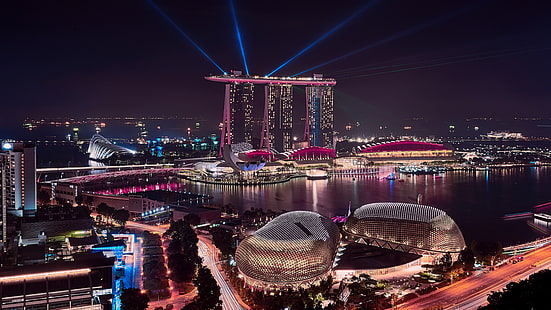 마리나 베이 샌즈 싱가포르 도시 풍경 4K 5K, 모래, 싱가포르, 마리나, 도시 풍경, 베이, HD 배경 화면 HD wallpaper