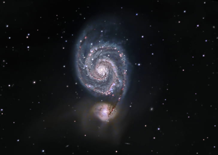 กาแล็กซี่สุนัขแห่งสงครามวังวนในกลุ่มดาว M51, วอลล์เปเปอร์ HD