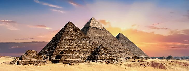 egyptian, ancient, pyramids, egypt, desert, giza, HD wallpaper