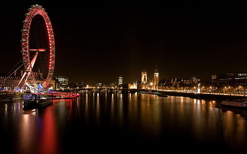 London Eye wallpaper, London, River Thames, London Eye, ferris wheel, cityscape, Big Ben, HD wallpaper HD wallpaper