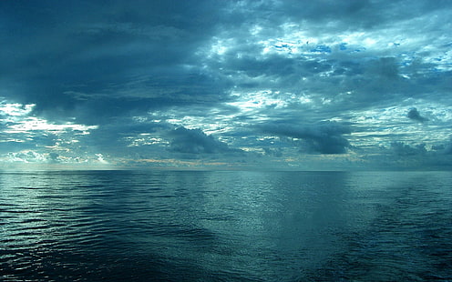 badan air, laut, langit, horison, awan, alam, air, cyan, biru, ombak, Wallpaper HD HD wallpaper