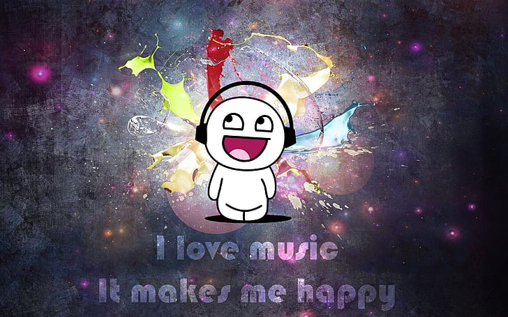 Amo la musica, mi rende felice, amore, musica, felice, Sfondo HD