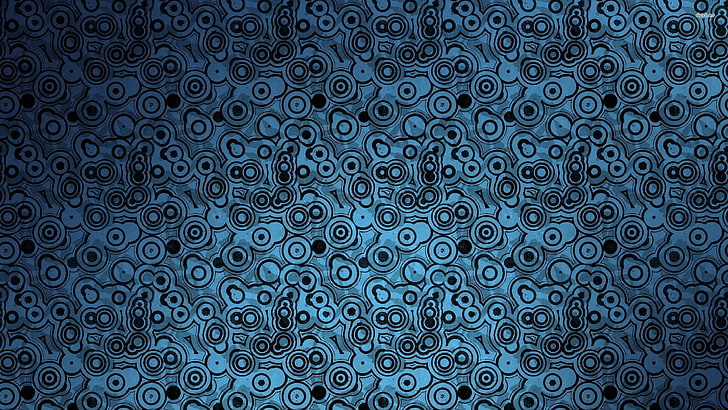wallpaper digital putih, coklat, dan hitam, seni digital, pola, latar belakang biru, minimalis, lingkaran, hitam, cyan, sederhana, Wallpaper HD
