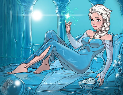 Frozen (кино), принцесса Эльза, Дисней, фантазийная девушка, HD обои HD wallpaper