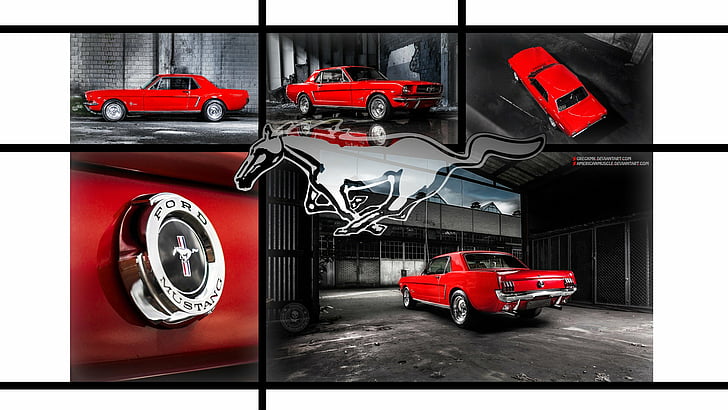フォード、1965フォードマスタング、車、フォードマスタング、赤い車、 HDデスクトップの壁紙