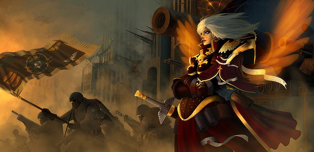 женский персонаж аниме цифровые обои, война, Адепт Сороритас, Сестры битвы, Warhammer 40K, warhammer 40,000, HD обои HD wallpaper