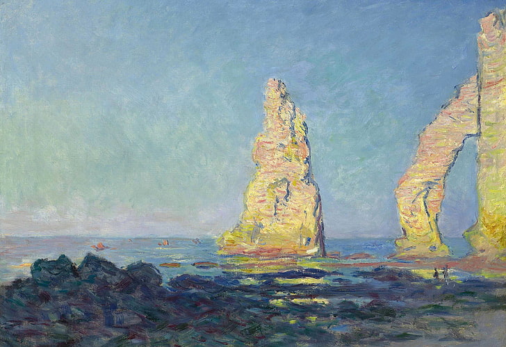 sea, landscape, picture, Claude Monet, Needle rock at Etretat. Tide, HD wallpaper