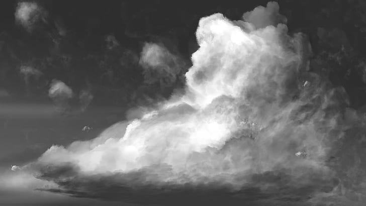 구름 하늘 검정 흰색 무료 배경, 구름, 배경, 검정, 구름, 흰색의 회색조 사진, HD 배경 화면