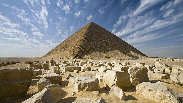 The Red Pyramid, Dashur, Egypt, Landmarks, HD wallpaper