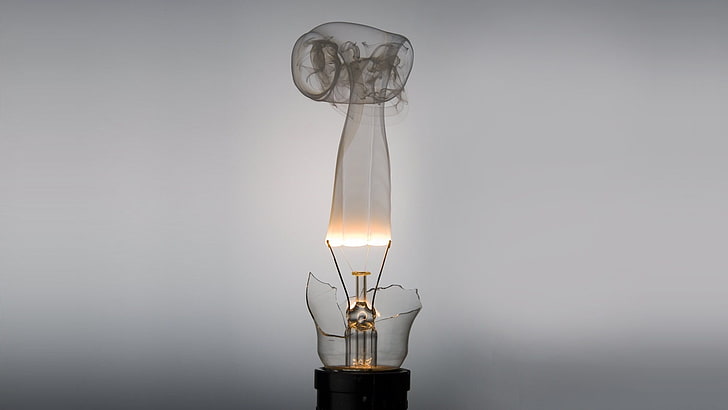 white halogen lamp, lightbulb, smoke, HD wallpaper