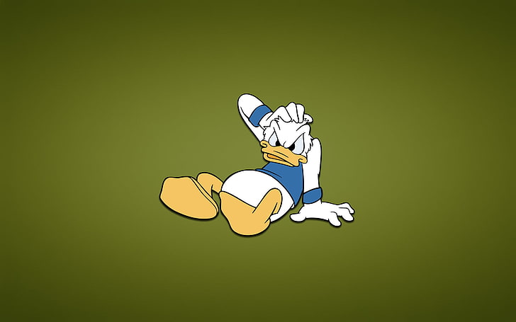 Donald Duck illustration, minimalism, duck, disney, Walt Disney, greenish background, charity, Donald, HD wallpaper