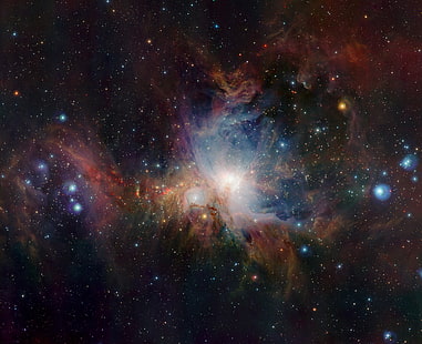 galaxy illustration, stars, nebula, constellation, Orion, Messier 42, HD wallpaper HD wallpaper