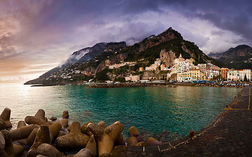 Italy Amalfi Coast, italy, mediterranean, holiday, coast, amalfi, 3d and abstract, HD wallpaper HD wallpaper