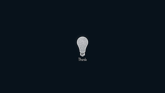 minimalis, Berpikir, bola lampu, latar belakang sederhana, seni digital, tipografi, Wallpaper HD HD wallpaper