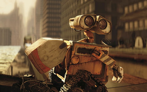 디즈니 월 E 일러스트, 도시, 로봇, 애벌레, Wall-E, HD 배경 화면 HD wallpaper