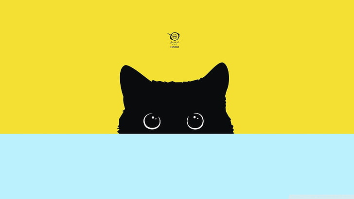черная кошка цифровые обои, минимализм, цифровое искусство, просто, кошка, Китти, HD обои