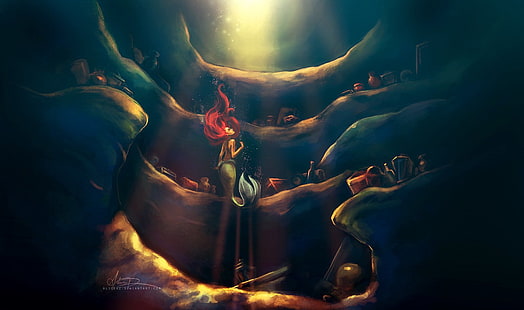 Ariel illustration, The Little Mermaid, HD wallpaper HD wallpaper