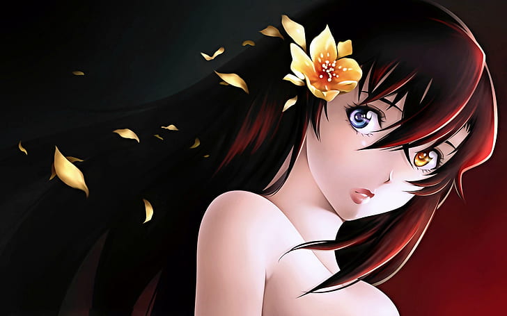 heterochromia anime hibiscus 1920x1200 People Eyes HD Art, anime, heterochromia, Fondo de pantalla HD