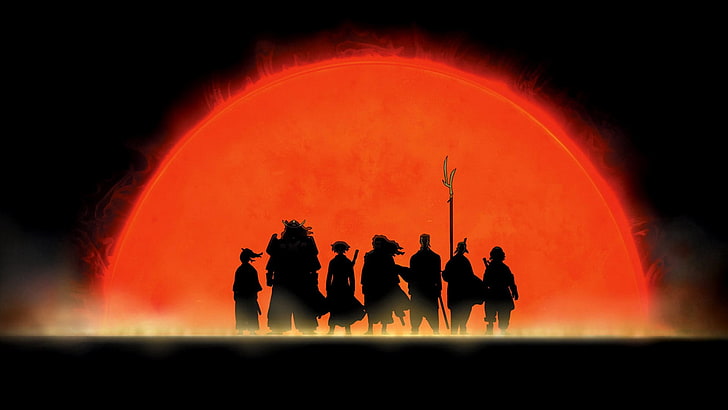 silhuett av karaktärer digital tapet, Samurai Seven, silhuett, anime, illustration, HD tapet