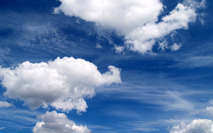 niebo i białe chmury, niebo, chmury, Tapety HD