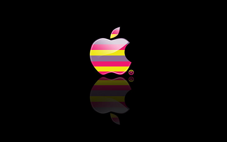Apple logo, computer, reflection, strip, color, apple, logo, mac, phone, laptop, emblem, gadget, HD wallpaper