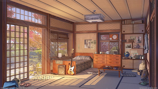 витрина из коричневого дерева в рамке, аниме, визуальный роман, любовь, деньги, рок-н-ролл (визуальный роман), HD обои HD wallpaper