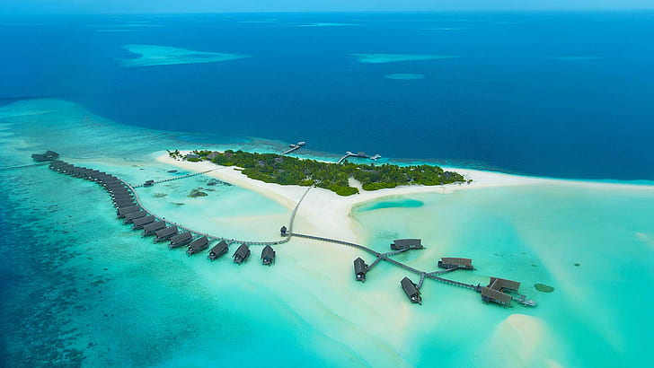 Cocoa Island Como Resort South Male Atoll Maldives Aerial Photography 1920 × 1080, วอลล์เปเปอร์ HD