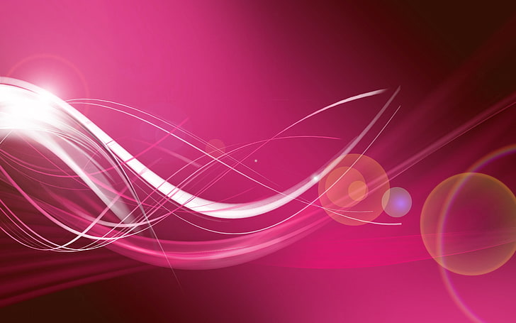 白とピンクの曲線グラフィック壁紙、ライン、波、影、反射、グロー、 HDデスクトップの壁紙