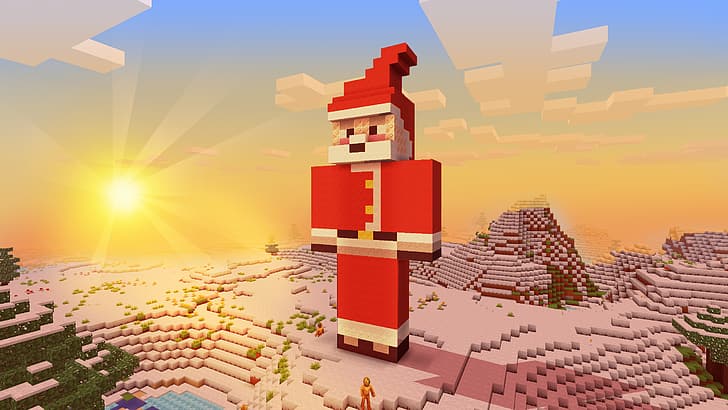 Minecraft, video games, PC gaming, Christmas, Games posters, screen shot, HD wallpaper