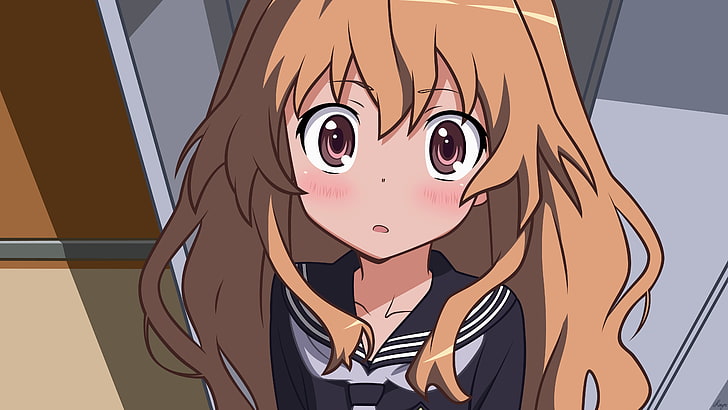Illustration eines braunhaarigen weiblichen Anime-Charakters, Aisaka Taiga, Toradora !, Schuluniform, Anime, Anime-Mädchen, HD-Hintergrundbild