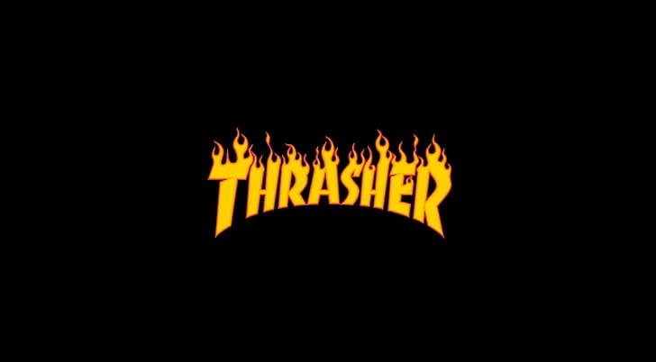 Thrasher Flaming Logo, Thrasher logo, Aero, Black, трэшер, пламя, пылающий, логотип, HD обои