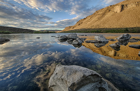 landscape photography of mountain and body of water, Public Lands, landscape photography, mountain, body of water, BLM, Bureau of Land Management, conservation, lands, Bruneau, Jarbidge, Owyhee, Rivers, Wilderness, Morley Nelson, Snake River, Birds of Prey, NCA, national, conservation area, travel, mountains, wildlife, scenic, nature, landscape, rock - Object, outdoors, scenics, lake, water, HD wallpaper HD wallpaper