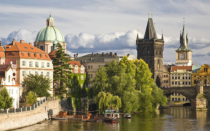 Prag, charles köprüsü, eski bina, köprü, şehir, HD masaüstü duvar kağıdı