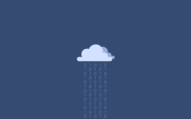 cloud illustration, binary, clouds, minimalistic, storage, HD wallpaper