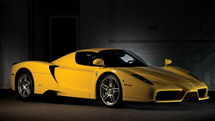 Enzo Ferrari, Ferrari, yellow cars, vehicle, Ferrari Enzo, HD wallpaper