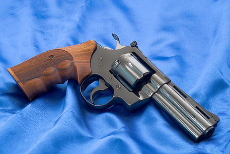 pistol revolver hitam dan coklat, Senjata, Python, Gun, Colt, Revolver, 357 Magnum, Senjata Api, Wallpaper HD HD wallpaper