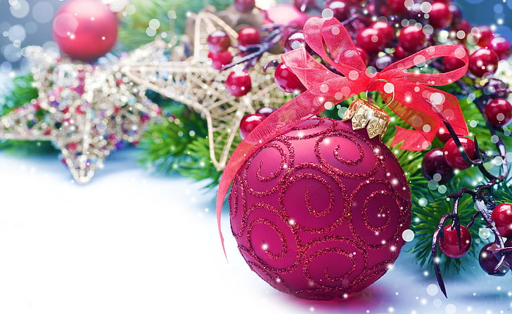 Happy New Year 2013 for Everyone, pink bauble, Holidays, New Year, Happy, Year, Everyone, 2013, HD wallpaper