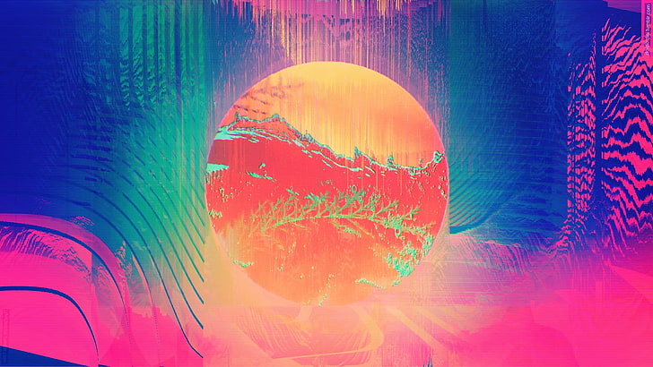 ภาพวาดของดวงจันทร์วงกลมนามธรรม LSD ศิลปะผิดพลาด, วอลล์เปเปอร์ HD