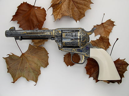 revólver gris, pistola, revólver, potro, Fondo de pantalla HD HD wallpaper